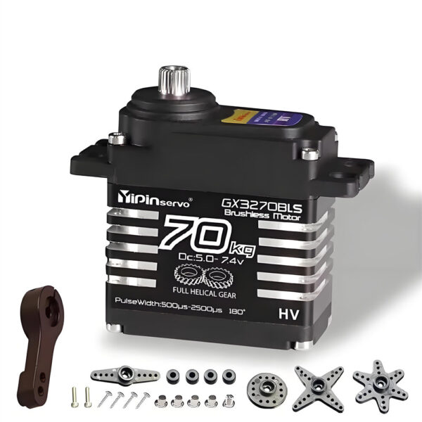 YIPINSERVO GX3270BLS 25T 180/270 70kg High Torque Magnetic Induction IP68 Waterproof Digital Servo for 1/8 1/10 RC Cars - Image 2