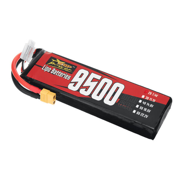 ZOP Power 2S 7.4V 9500mAh 65C 70.3Wh LiPo Battery XT60 Plug Comes with T Plug Connector for RC Car - Image 1