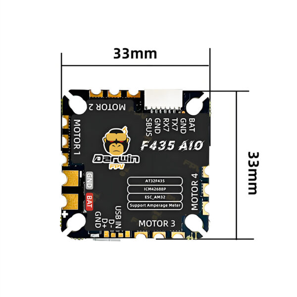 25.5x25.5mm DARWINFPV  F435 45A AM32 AIO Flight Controller ESC Board with 5V BEC Output for RC Drone FPV Racing - Image 5