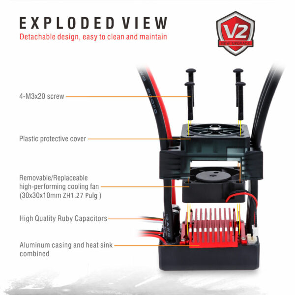 Surpass Hobby Rocket V2 Waterproof 50A/60A/90A/110A Brushless ESC for 1/10 RC Car Vehicles Model Parts - Image 5