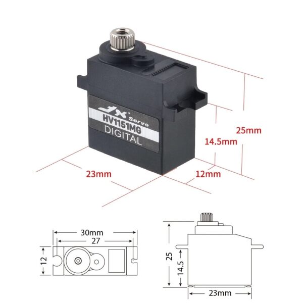 JX PDI-HV1151MG Mini Waterproof Servo 8.4V 4.5KG Metal Gear Digital Servo for Traxxas TRX4 BRX01 Crawler RC Car - Image 6