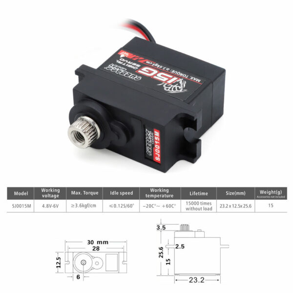 SURPASS-HOBBY SJ0015H High Pressure SJ0015M Low Pressure 15G Waterproof Servo for Fixed Wing RC Helicopter Robot - Image 6