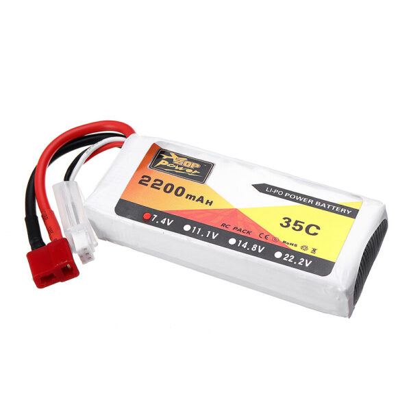 ZOP Power 7.4V 2200mAh 35C 2S Lipo Battery T Plug for Wltoys 124019 144001 10428 10428A/B/C/A2/B2/C2 K949 RC Car - Image 4