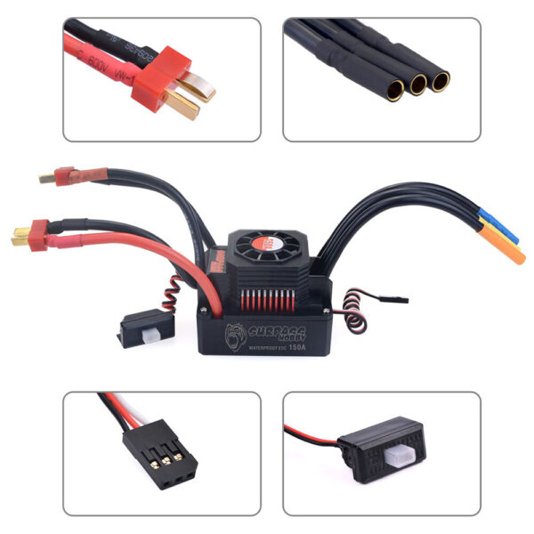 Surpass Hobby Diamond Seriers Waterproof 4076 2250KV Brushless Motor with 150A ESC for 1/8 RC Vehicles - Image 8