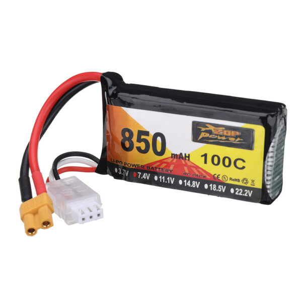 ZOP Power 7.4V 850mAh 100C 2S LiPo Battery XT30 Plug for RC Drone - Image 2