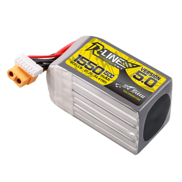 TATTU R-LINE V5.0 22.2V 1550mAh 150C 6S1P LiPo Battery XT60 Plug for RC Drone - Image 1