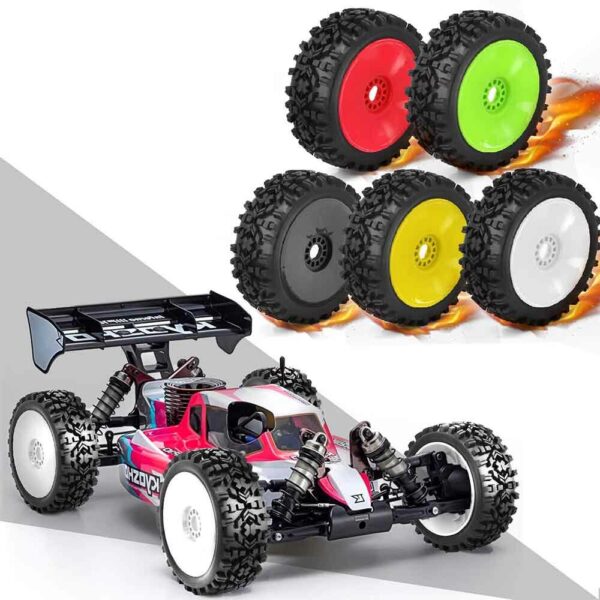 4Pcs Tires Wheel Rims 17mm Hex for 1/8 Nitro Off Road RC Car HSP HPI Kyosho ZD Hongnuo Redcat Trxs Parts - Image 5