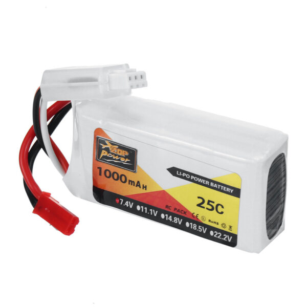 ZOP Power 7.4V 1000mAh 25C 2S LiPo Battery JST Plug for RC Drone - Image 2