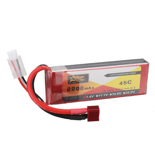 ZOP Power 7.4V 2200mAh 45C 2S LiPo Battery T Plug for Wltoys 124016 124017 RC Car - Image 2