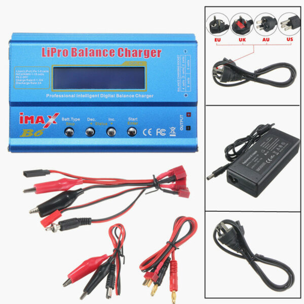 iMAX B6 80W 6A Lipo Battery Balance Charger T Plug with Power Supply Adapter - Image 2