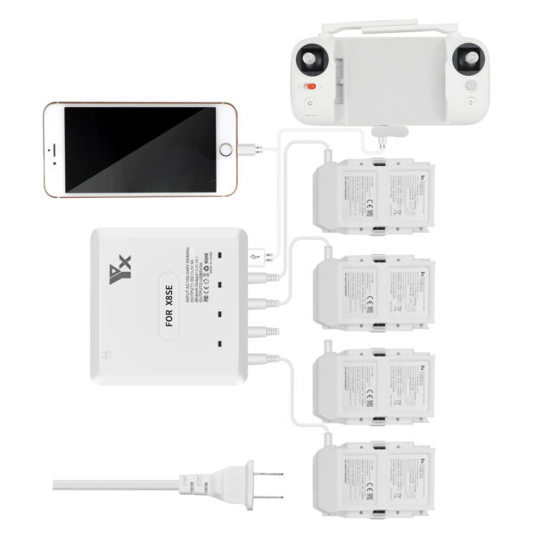 YX 6-in-1 Multi Charging Hub Intelligent Battery Remote Control Phone Multi-charge 6-way Charger for FIMI X8SE RC Drone Quadcopter - Image 1