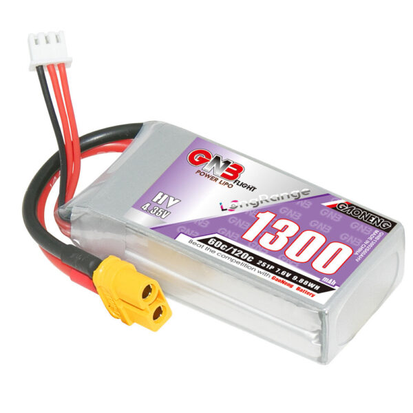 Gaoneng GNB 7.6V 1300mAh 60C 2S LiPo Battery XT30 / XT60 Plug for RC Drone - Image 1