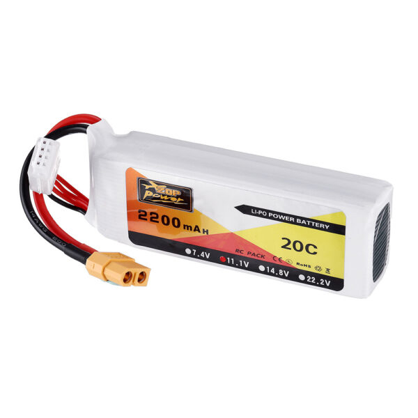 2Pcs ZOP Power 11.1V 2200mAh 3S 20C Lipo Battery XT60 Plug for Eachine Wizard X220 FPV Racing RC Drone - Image 3