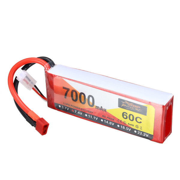 ZOP Power 7.4V 7000mAh 60C 2S LiPo Battery T Deans Plug for RC Drone - Image 1