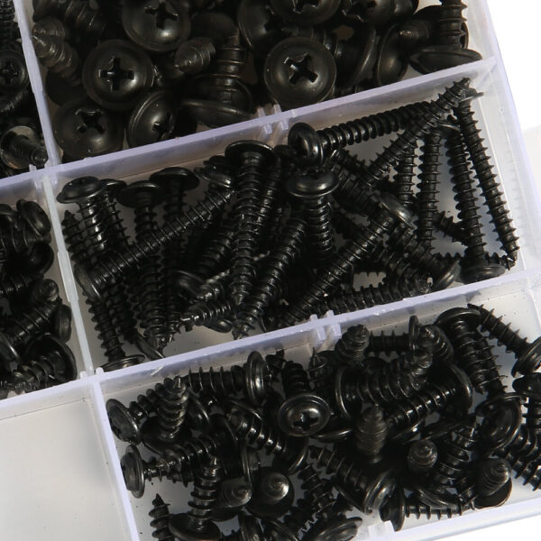 340Pcs Pan Head Tapping Screw Cross Head M3/M3.5/M4/M4.8 Self Tapping Screw Set Assortment Kit Black Furniture Carbon Steel - Image 2