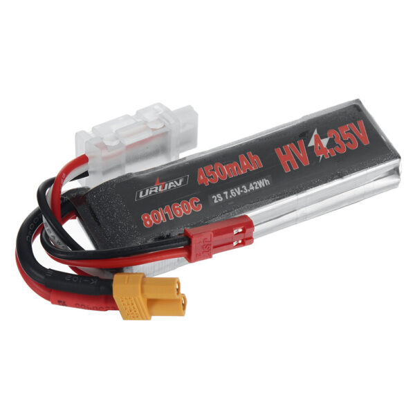 URUAV Power 7.6V 450mAh 80C/160C 2S HV LiPo Battery XT30 Plug for Happymodel Mobula8 Sub250 Nanofly20 iFlight CineBee Whoop Beta FPV Drone - Image 2