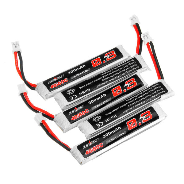 5Pcs URUAV 3.8V 300mAh 40/80C 1S HV 4.35V PH2.0 Lipo Battery for Happymodel Mobula6 Eachine TRASHCAN Snapper6 7 Mobula7 - Image 1