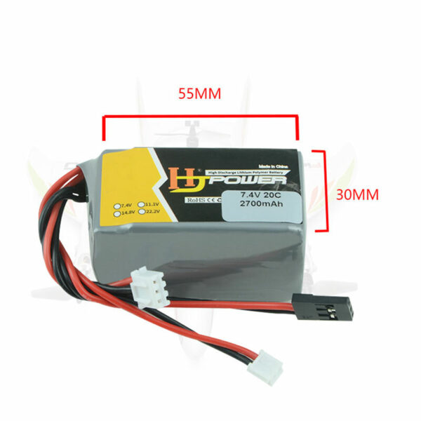 HJ Power 7.4V 2700mAh 20C 2S LiPo Battery JR Plug for LRP VTEC Receiver - Image 2