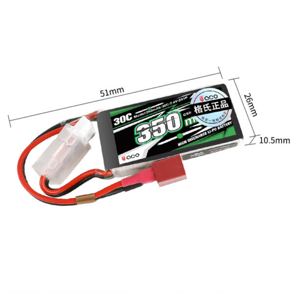 Tattu ACE 7.4V 350mAh 30C 2S1P LiPo Battery T Plug for RC Car - Image 4