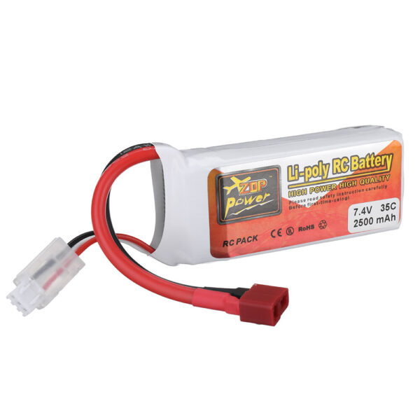 ZOP Power 7.4V 2500mAh 35C 2S LiPo Battery T Deans Plug for RC Drone - Image 1