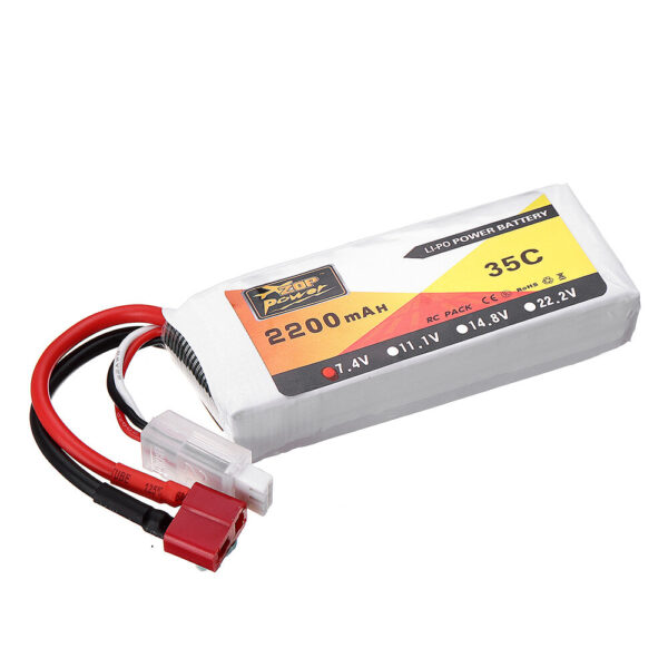 ZOP Power 7.4V 2200mAh 35C 2S Lipo Battery T Plug for Wltoys 124019 144001 10428 10428A/B/C/A2/B2/C2 K949 RC Car - Image 3