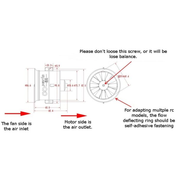 Powerfun EDF 70mm Ducted Fan 4S 3400KV Brushless Motor 12 Blades Propeller for RC Airplane Plane - Image 5