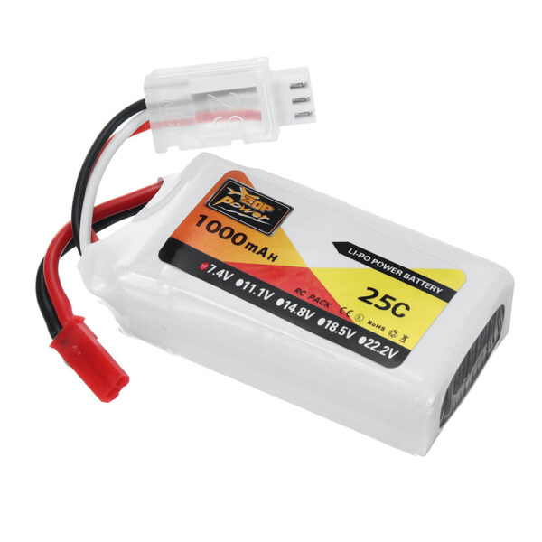 ZOP Power 7.4V 1000mAh 25C 2S LiPo Battery JST Plug for RC Drone - Image 3