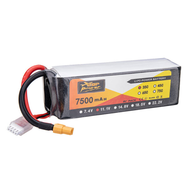 ZOP Power 11.1V 7500mAh 35C 3S LiPo Battery XT60 Plug for RC Drone - Image 2