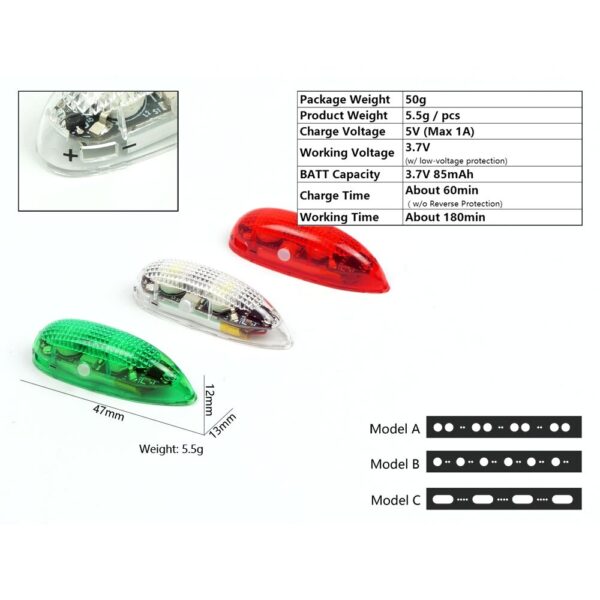 3 PCS Wireless LED Night Light Built-in Battery with Controller For RC Airplane - Image 5