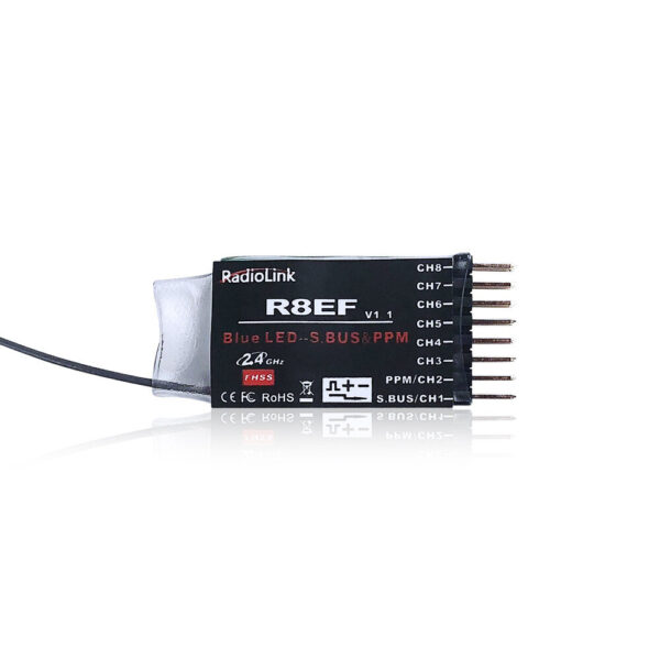 RadioLink R8EF 2.4GHz 8CH Long Distance PWM PPM SBUS RC Receiver for T8FB T8S RC Transmitter RC Airplane Car Boat - Image 1