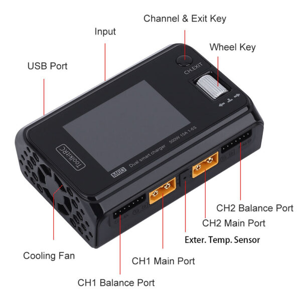 ToolkitRC M6D 500W 15A High Power DC Dual Smart Charger Discharger for 1-6S Lipo LiHV Lion NiMh Pb Battery - Image 9