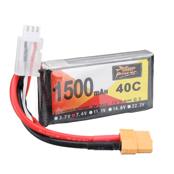 ZOP Power 7.4V 1500mAh 40C 2S LiPo Battery XT60 Plug for RC Drone - Image 1