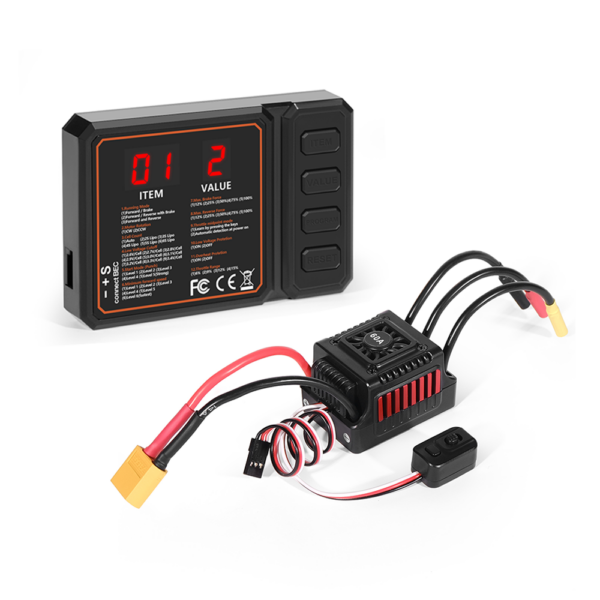 WSDT-60A RC Sensorless brushless waterproof ESC With Programming Card Combination Set for 1/10 RC Car - Image 1