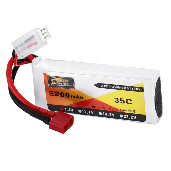 ZOP Power 7.4V 2200mAh 35C 2S Lipo Battery T Plug for Wltoys 124019 144001 10428 10428A/B/C/A2/B2/C2 K949 RC Car - Image 2