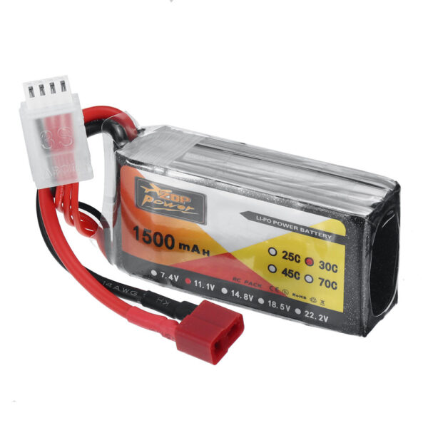 ZOP Power 11.1V 1500mAh 30C 3S LiPo Battery T Plug for RC Car - Image 2