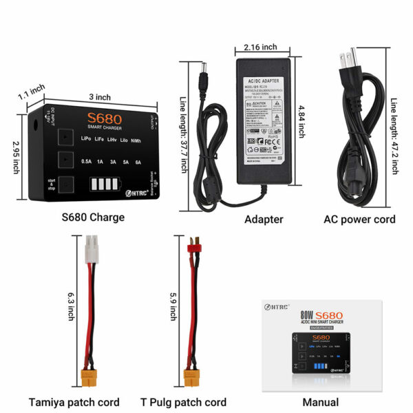 HTRC S680 80W 6A AC to DC Mini RC LiPo Charger For 1-6s Lipo/LiFe/LiHv/Lilon/1-15S Nimh Battery With 15V6A Adapter - Image 2