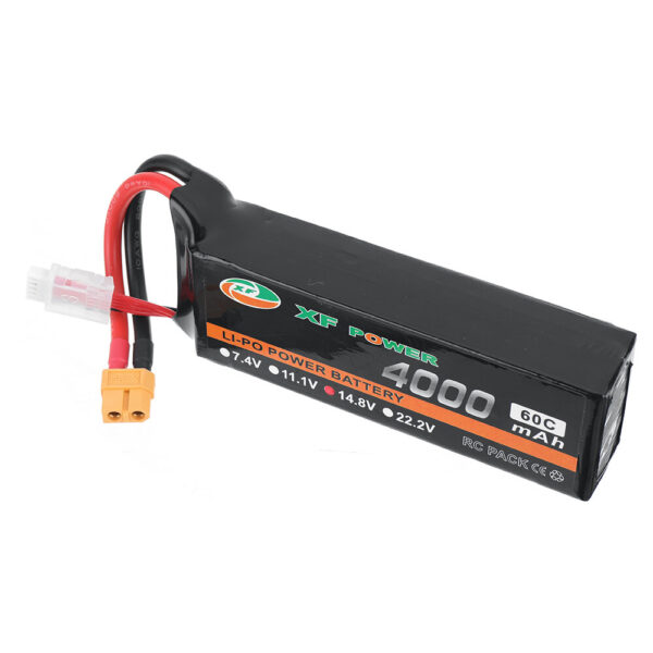 XF POWER 14.8V 4000mAh 60C 4S LiPo Battery XT60 Plug with T Deans Plug for RC Drone - Image 2