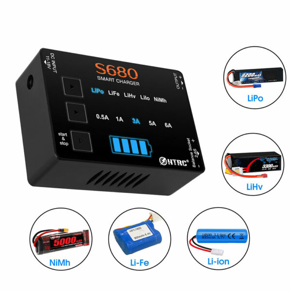 HTRC S680 80W 6A AC to DC Mini RC LiPo Charger For 1-6s Lipo/LiFe/LiHv/Lilon/1-15S Nimh Battery With 15V6A Adapter - Image 1