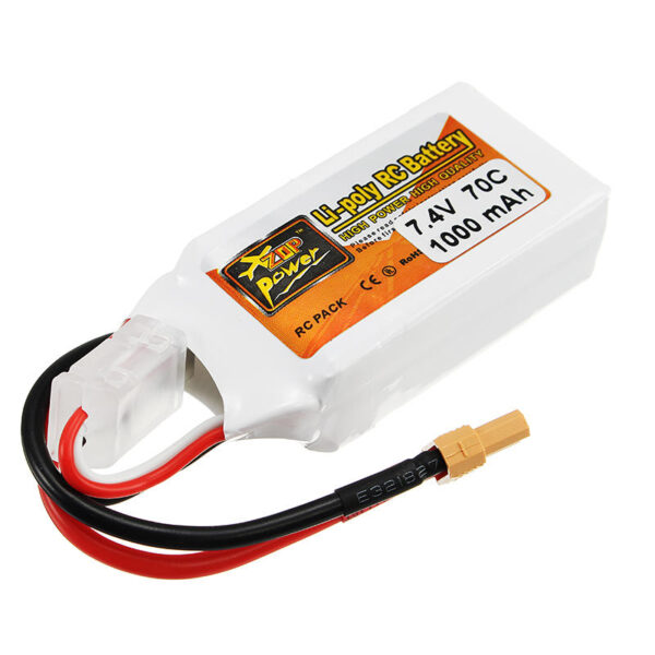 ZOP Power 7.4V 1000mAh 70C 2S Lipo Battery XT30 Plug - Image 1