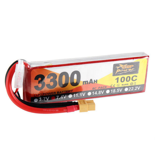 ZOP Power 7.4V 3300mAh 100C 2S Lipo Battery XT60 Plug for RC Racing Drone - Image 1