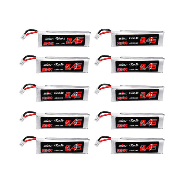 10Pcs URUAV 3.8V 450mAh 50/100C 1S HV 4.35V Lipo Battery PH2.0 for Emax Tinyhawk Happymodel Snapper7 - Image 1