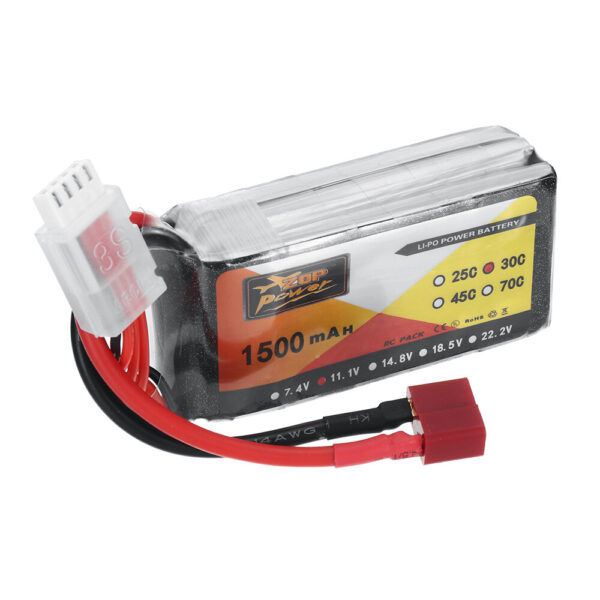 ZOP Power 11.1V 1500mAh 30C 3S LiPo Battery T Plug for RC Car - Image 1