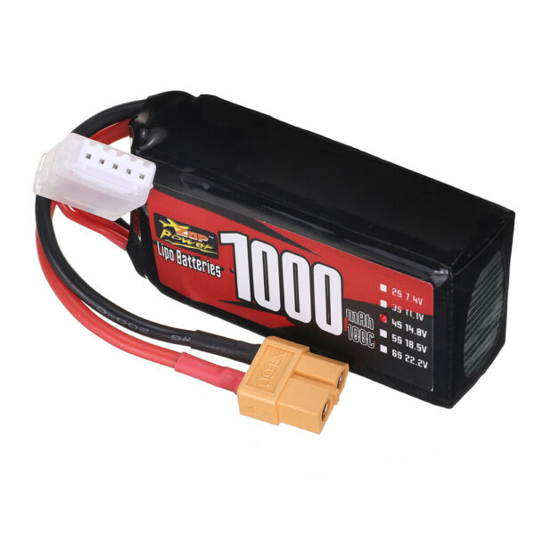 ZOP Power 14.8V 1000mAh 100C 4S LiPo Battery With XT60 Plug for RC Drone - Image 4