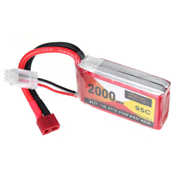 ZOP Power 7.4V 2000mAh 95C 2S LiPo Battery T Deans Plug for HSP RGT 18000 RC Car - Image 1