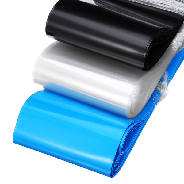 110mmX10m PVC Transparent/Black/Blue Color Heat Shrink Tube for 5-6S Lipo Battery - Image 1