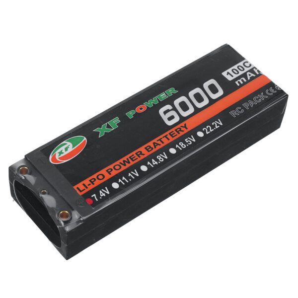 XF POWER 7.4V 6000mAh 100C 2S LiPo Battery T Deans Plug for RC Drone - Image 2