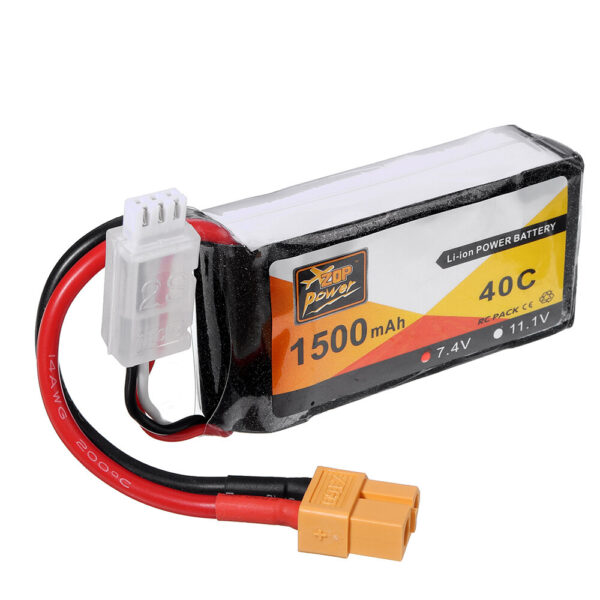 ZOP Power 7.4V 1500mAh 40C 2S Lipo Battery XT60 Plug - Image 1