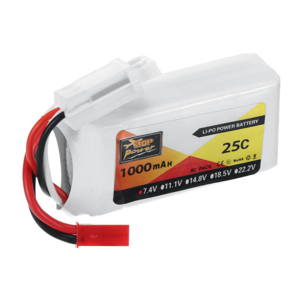 ZOP Power 7.4V 1000mAh 25C 2S LiPo Battery JST Plug for RC Drone - Image 1