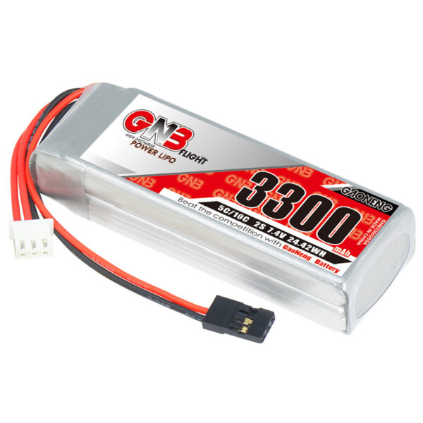 Gaoneng GNB 7.4V 3300mAh 5C 2S LiPo Battery JR Plug for Airtronics / Sanwa MT-4  M11X M12 Transmitters Exzes-X Aquila-6 SD-10G - Image 1