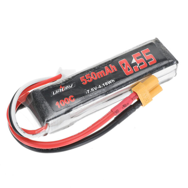 URUAV 7.6V 550mAh 100C 2S LiPo Battery XT30 Plug for Happymodel Mobula 8 GEPRC TinyGo Crux3 Cinewhoop FPV Drone RC Helicopter - Image 2